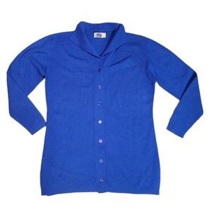 Jacqueline Ferrar Blue Extra Fine Merino Wool Cardigan Size Small
